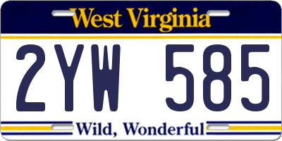 WV license plate 2YW585