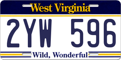 WV license plate 2YW596