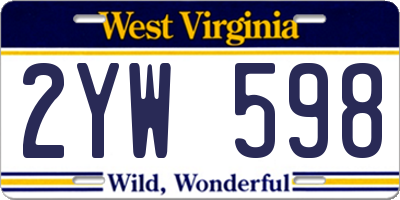 WV license plate 2YW598