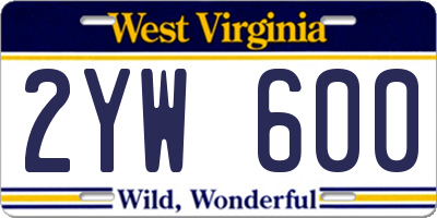 WV license plate 2YW600