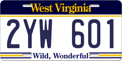 WV license plate 2YW601