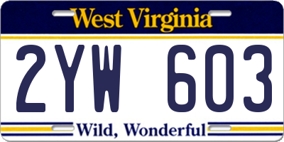 WV license plate 2YW603