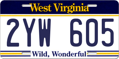 WV license plate 2YW605