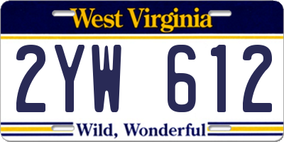 WV license plate 2YW612