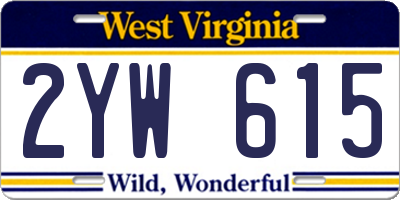 WV license plate 2YW615