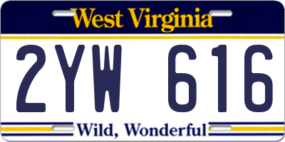 WV license plate 2YW616
