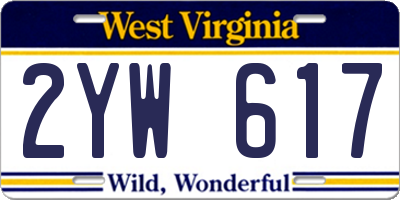 WV license plate 2YW617
