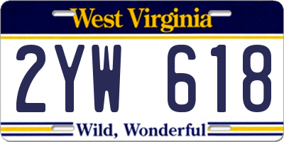 WV license plate 2YW618