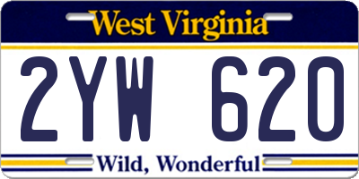 WV license plate 2YW620