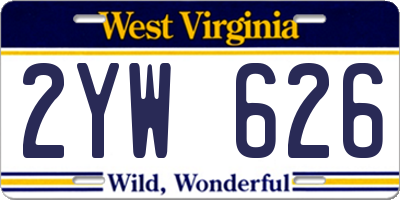 WV license plate 2YW626