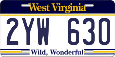 WV license plate 2YW630