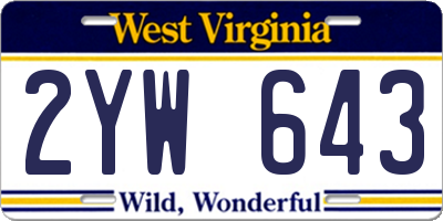 WV license plate 2YW643