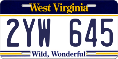 WV license plate 2YW645