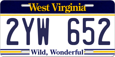 WV license plate 2YW652