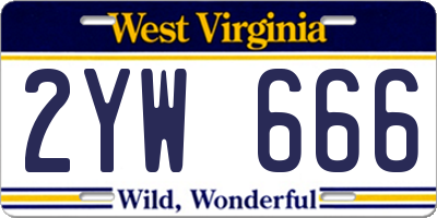 WV license plate 2YW666
