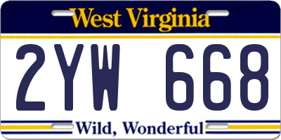 WV license plate 2YW668
