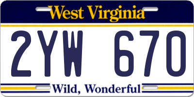 WV license plate 2YW670