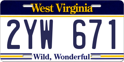 WV license plate 2YW671