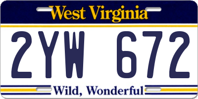WV license plate 2YW672