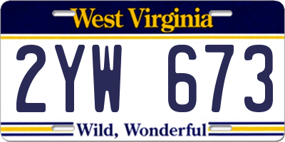 WV license plate 2YW673