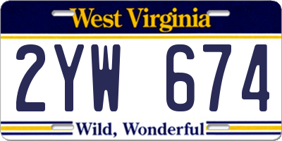 WV license plate 2YW674