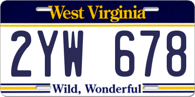 WV license plate 2YW678