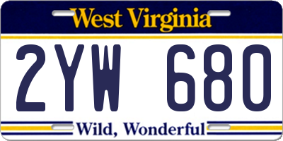 WV license plate 2YW680