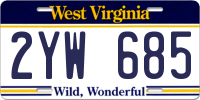 WV license plate 2YW685