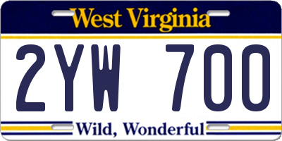 WV license plate 2YW700