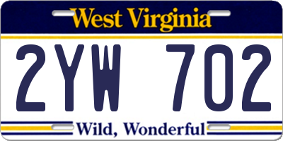 WV license plate 2YW702