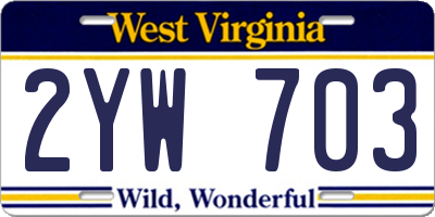 WV license plate 2YW703