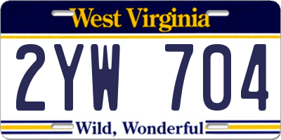 WV license plate 2YW704