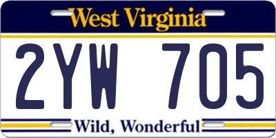 WV license plate 2YW705