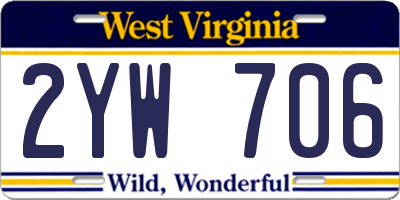 WV license plate 2YW706