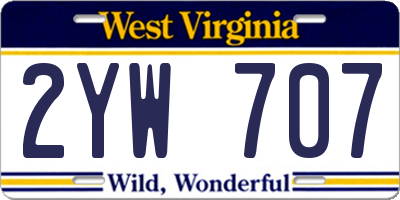 WV license plate 2YW707