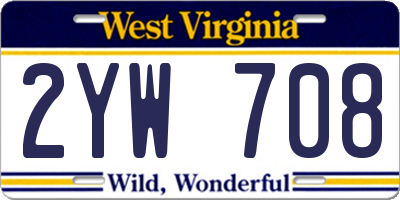 WV license plate 2YW708
