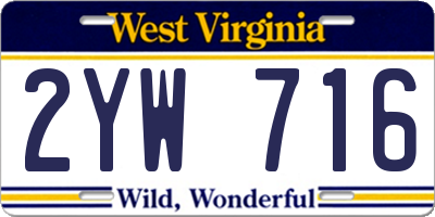 WV license plate 2YW716