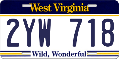 WV license plate 2YW718