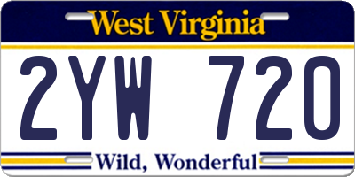WV license plate 2YW720