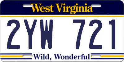 WV license plate 2YW721