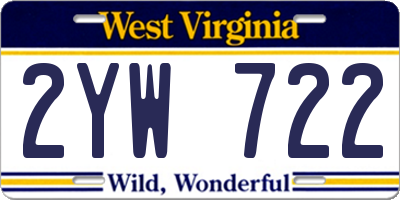 WV license plate 2YW722