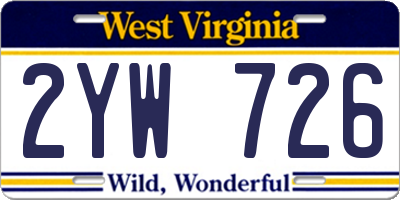 WV license plate 2YW726