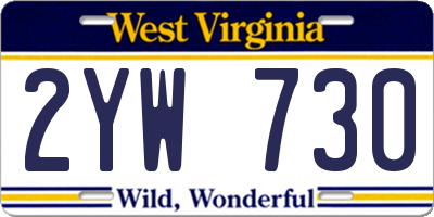 WV license plate 2YW730