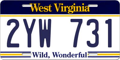 WV license plate 2YW731