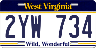WV license plate 2YW734
