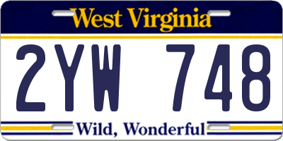 WV license plate 2YW748