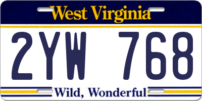 WV license plate 2YW768