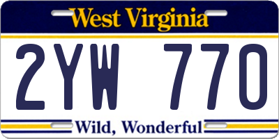 WV license plate 2YW770