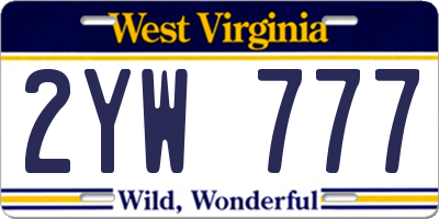 WV license plate 2YW777