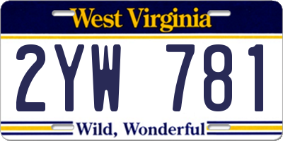 WV license plate 2YW781